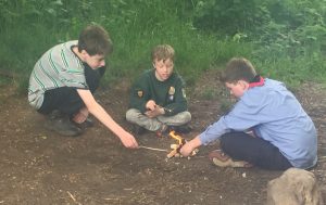 Budding Bear Grylls' All: Fire building at Dilston Camp